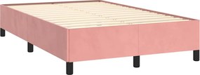 vidaXL Κρεβάτι Boxspring με Στρώμα Ροζ 120x190 εκ. Βελούδινο
