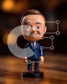Intra Συλλεκτικό Ξύλινο Παζλ Plywood  4mm - Ειδώλιο Bobblehead σε μπλε και μαύρο ένδυμα Σε Ξύλινο Κουτί - Διαστάσεις: 10x10 cm – 25 κομμάτια