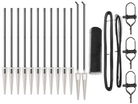 vidaXL Εξάγωνο Κάγκελο  με 7 Στελέχη Στερέωσης, 1x25 μ, Από Χάλυβα Γκρι