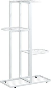 vidaXL Ανθοστήλη 4 Επιπέδων Λευκή 43 x 22 x 76 εκ. Μεταλλική
