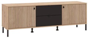 Έπιπλο τηλεόρασης Mayenne 157 3K2F2V Artisan Oak - Μαύρο Ματ 157x40x55 εκ. 157x40x55 εκ.