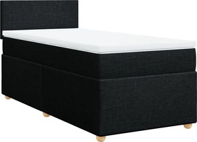 vidaXL Κρεβάτι Boxspring με Στρώμα Μαύρο 90x200 εκ. Υφασμάτινο