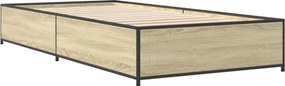 vidaXL Πλαίσιο Κρεβατιού Sonoma Δρυς 75 x 190 εκ. Επεξ. Ξύλο &amp; Μέταλλο
