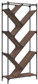 vidaXL Βιβλιοθήκη Καφέ Δρυς 79x30x180 εκ. Επεξεργ. Ξύλο &amp; Μέταλλο