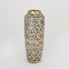 Βάζο Κεραμικό 752-20050 12.5x12.5x31cm White-Black Estheti Home Ceramic