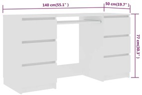 Γραφείο Λευκό 140 x 50 x 77 εκ. από Επεξ. Ξύλο - Λευκό