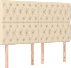 vidaXL Κρεβάτι Boxspring με Στρώμα Κρεμ 140x190 εκ. Υφασμάτινο