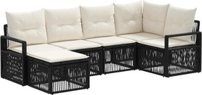 vidaXL Σετ Καναπέ Κήπου 6 pcs Μαύρο συνθετικό ρατάν