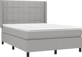 vidaXL Κρεβάτι Boxspring με Στρώμα &amp; LED Αν.Γκρι 140x190εκ. Υφασμάτινο