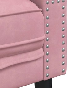 vidaXL Καναπές Διθέσιος Chesterfield με Στηρίγματα Ροζ Βελούδο