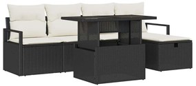 vidaXL Σετ Καναπέ Κήπου με μαξιλάρι 6 pcs Μαύρο Πολυ ράταν