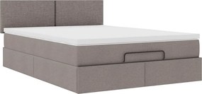 vidaXL Οθωμανικό κρεβάτι με στρώμα Taupe 140x200cm ύφασμα