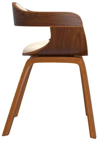 Καρέκλα Τραπεζαρίας 6 τεμ Κρεμ Συνθετικό Δέρμα &amp; Λυγισμένο Ξύλο - Κρεμ