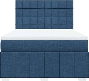 vidaXL Κρεβάτι Boxspring με Στρώμα Μπλε 140x190 εκ. Υφασμάτινο