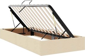 vidaXL LED Κρεβάτι αποθήκευσης με στρώμα Κρέμ 100 x 200 cm Ύφασμα