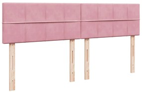 vidaXL Κρεβάτι Boxspring με Στρώμα Ροζ 200x200 εκ. Βελούδινο
