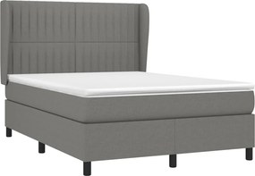 vidaXL Κρεβάτι Boxspring με Στρώμα Σκούρο Γκρι 140x200 εκ Υφασμάτινο