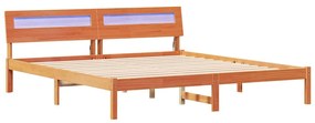vidaXL Σκελετός Κρεβατιού με κεφαλάρι Καφέ 200 x 200 cm Μασίφ ξύλο