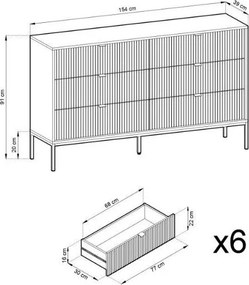 Μπουφές Palermo IV-Leuko - 154.00Χ39.00Χ91.00cm