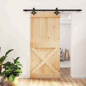 vidaXL Συρόμενη Πόρτα Φυσικό και Μαύρο 95 x 210 cm