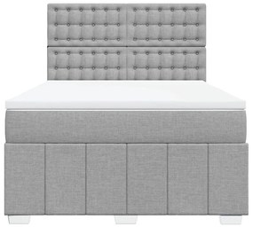 Κρεβάτι Boxspring με Στρώμα Ανοιχτό Γκρι 140x200 εκ. Υφασμάτινο - Γκρι