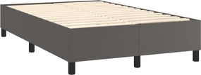 vidaXL Κρεβάτι Boxspring με Στρώμα Γκρι 120x190εκ. από Συνθετικό Δέρμα