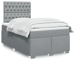 vidaXL Κρεβάτι Boxspring με Στρώμα Ανοιχτό Γκρι 120x190 εκ. Υφασμάτινο