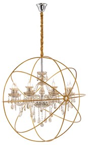 Artekko Artekko Chandelier Πολυέλαιος 8φωτος σε Χρυσή Σφαίρα με Σαμπανιζέ Κρύσταλλο (100x100x100)cm 023-3035-B1