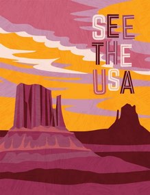 Εικονογράφηση USA travel poster design template. Southwest, teddyandmia