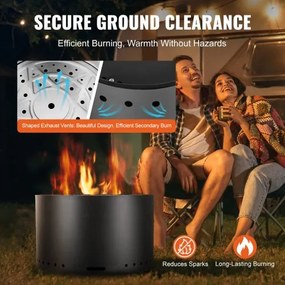VEVOR Smokeless Fire Pit Stove Bonfire 71,1 cm Dia Wood Καύση Ανοξείδωτο