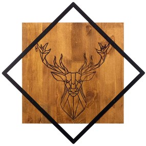 Διακοσμητικό Τοίχου Deer 899SKL2149 54x54cm Walnut-Black Wallity Μέταλλο,Ξύλο