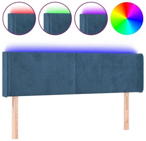 vidaXL Κεφαλάρι Κρεβατιού LED Σκούρο Μπλε 147x16x78/88 εκ. Βελούδινο