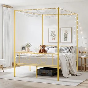 VEVOR Full Size Canopy Bed Frame Metal Canopy Bed with Headboard &amp; Four Posters
