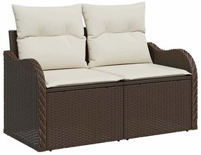 vidaXL Σετ Καναπέ Κήπου με μαξιλάρι 7 pcs Καφέ Πολυ ράταν
