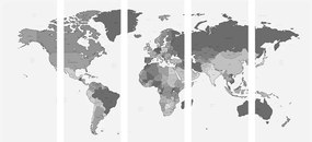 Λεπτομερής παγκόσμιος χάρτης εικόνας 5 μερών σε ασπρόμαυρο