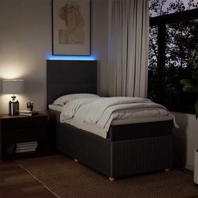 vidaXL Κρεβάτι Boxspring με Στρώμα Σκούρο Καφέ 90x190 εκ. Υφασμάτινο