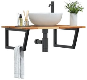 Ράφι Νιπτήρα Τοίχου από Ατσάλι / Μασίφ Ξύλο Ακακίας