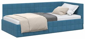 vidaXL Κρεβάτι Γωνίας με κεφαλάρι Μπλε 90 x 200 cm Βελούδο
