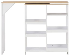 vidaXL Τραπέζι Μπαρ με Κινητό Ράφι Λευκό 138 x 39 x 110 εκ.