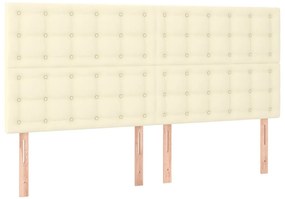 vidaXL Κρεβάτι Boxspring με Στρώμα Κρεμ 200x200 εκ. Συνθετικό Δέρμα