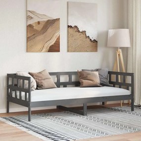 vidaXL Καναπές Κρεβάτι Γκρι 90 x 200 εκ. από Μασίφ Ξύλο Πεύκου