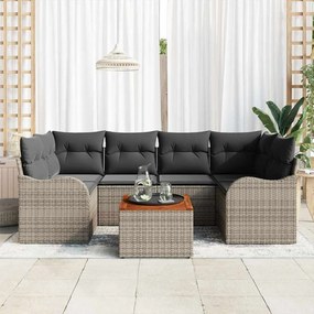 vidaXL Σετ Καναπέ Κήπου 7 pcs Γκρι Πολυ ράταν