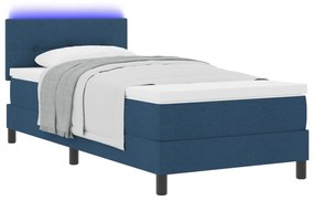 vidaXL Κρεβάτι με Στρώμα & LED Μπλε 90x200 εκ. Υφασμάτινο