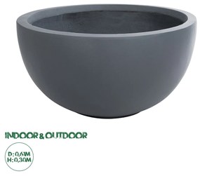 GloboStar® Artificial Garden BALTIMORE 20697 Διακοσμητικό Πολυεστερικό Τσιμεντένιο Κασπώ Γλάστρα - Flower Pot Γκρι Φ61 x Υ30cm