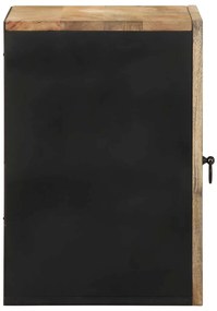 κρεμαστό ντουλάπι μπάνιου μαύρο 38x33,5x48 cm μασίφ ξύλο Mango - Μαύρο