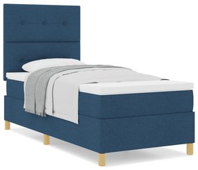 vidaXL Κρεβάτι με Στρώμα Μπλε 90x200 εκ Υφασμάτινο
