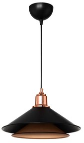 GloboStar® FERRO 203-0269 Μοντέρνο Κρεμαστό Φωτιστικό Καμπάνα Μονόφωτο 1 x E27 IP20 Μαύρο & Χάλκινο Πλαστικό - Μ30 x Π30 x Υ19cm
