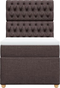 vidaXL Κρεβάτι Boxspring με Στρώμα Σκούρο Καφέ 90x190 εκ. Υφασμάτινο