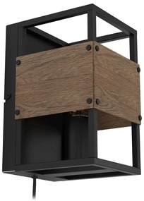 Φωτιστικό Επίτοιχο Eglo 43806 EVESHAM Καφέ (Brown)|Μαύρο Ματ (Black Mat)