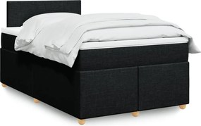 vidaXL Κρεβάτι Boxspring με Στρώμα Μαύρο 120x190 εκ. Υφασμάτινο